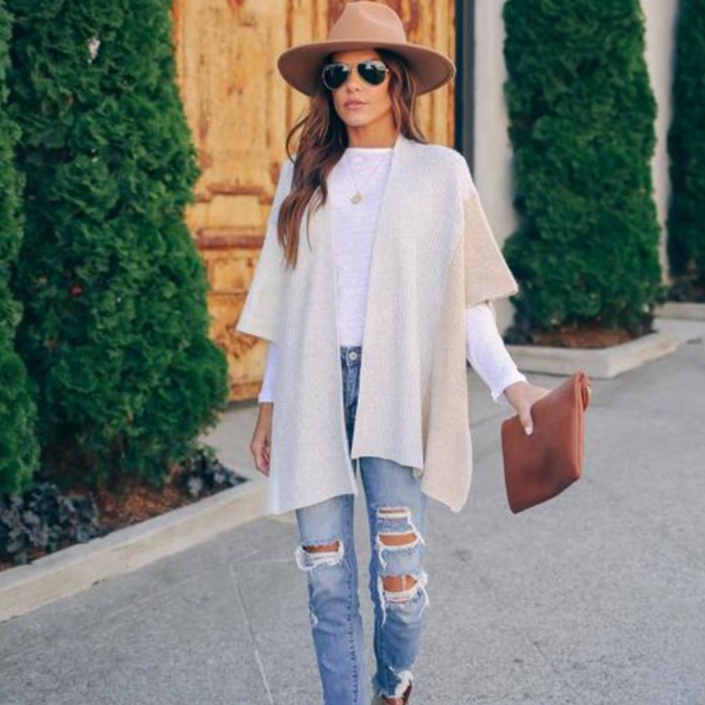 MARLENA Wrap Cardigan Poncho Sweater